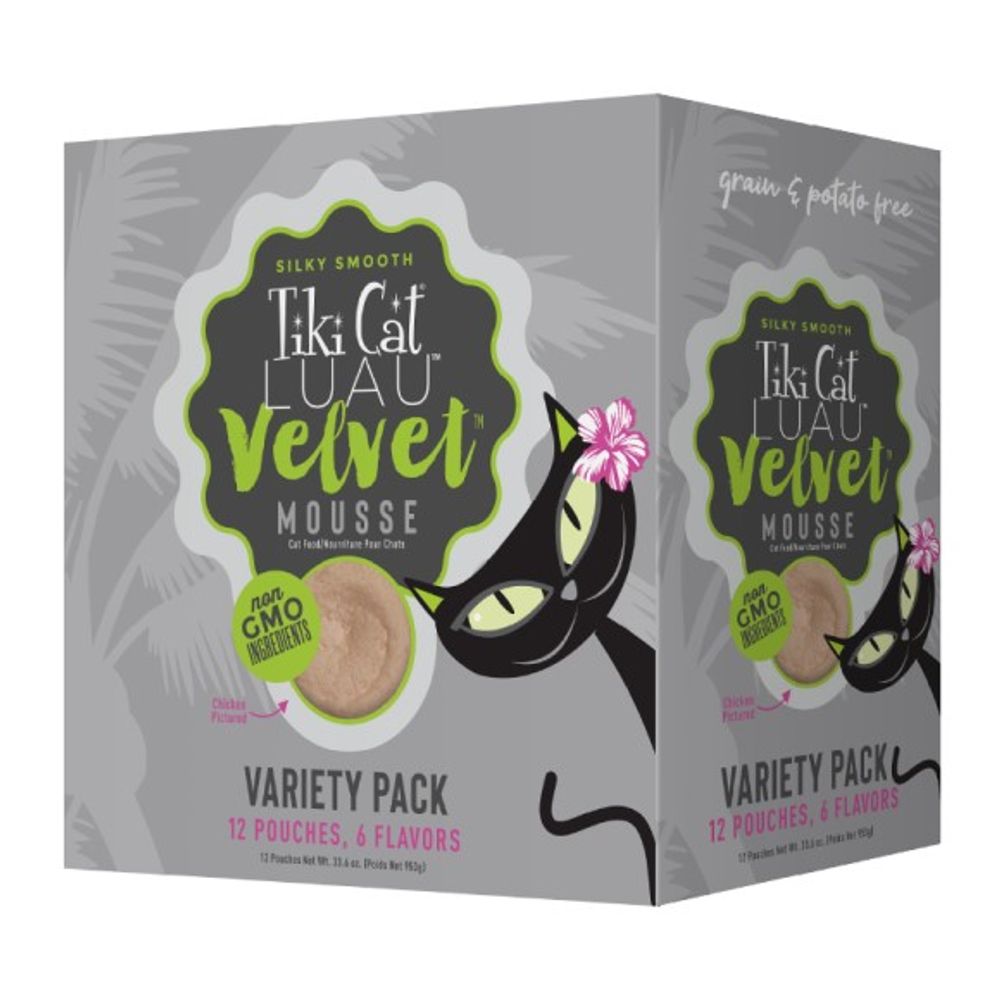 Tiki Cat, Luau Velvet Mousse Variety Pack Pouch Cat Food, 12 pk