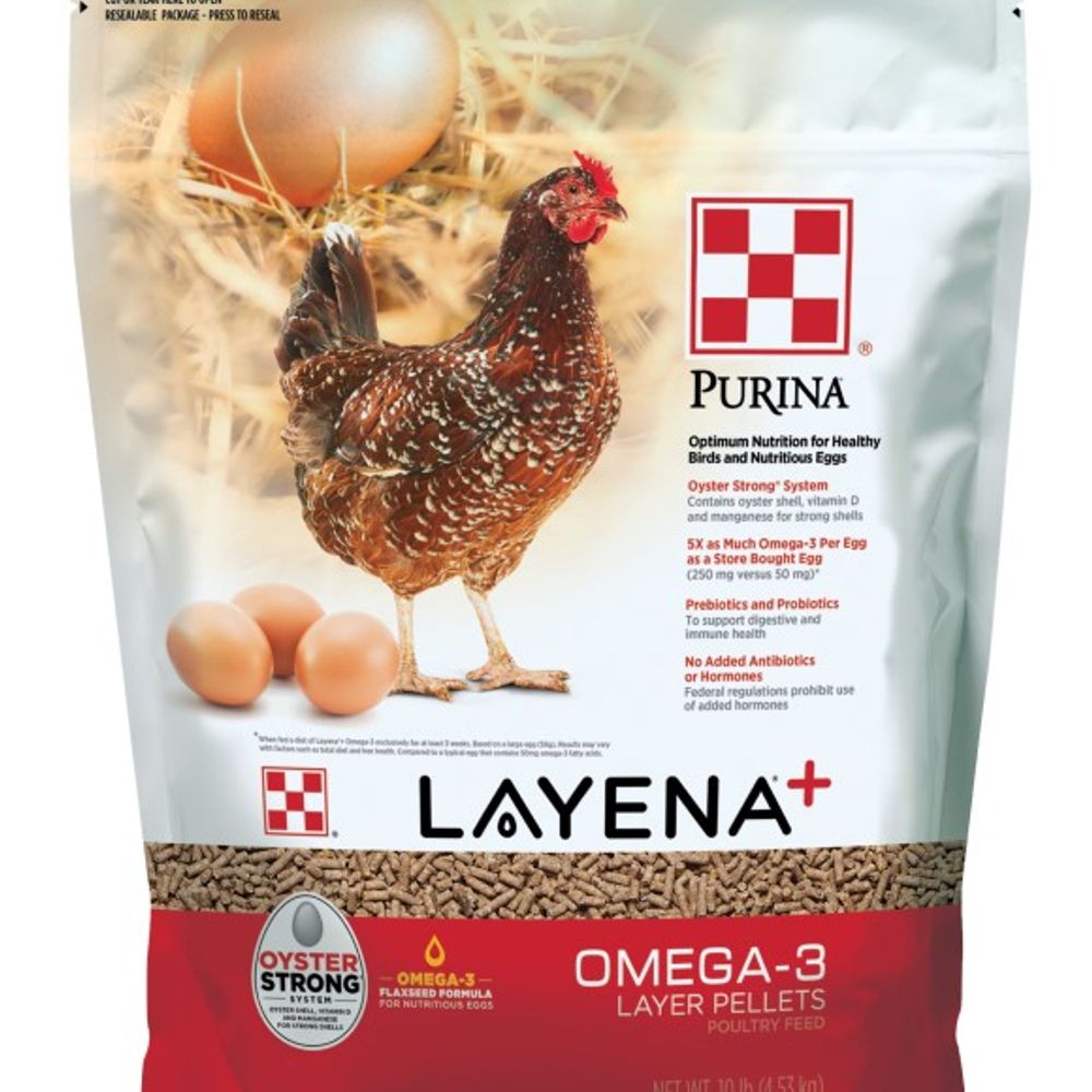 Purina, Layena + Omega-3 Layer Pellets Premium Poultry Feed, 10 lb