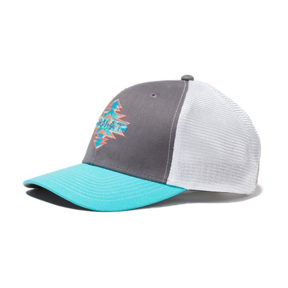 Ariat, Ladies Gray Aztec Logo Snapback Cap