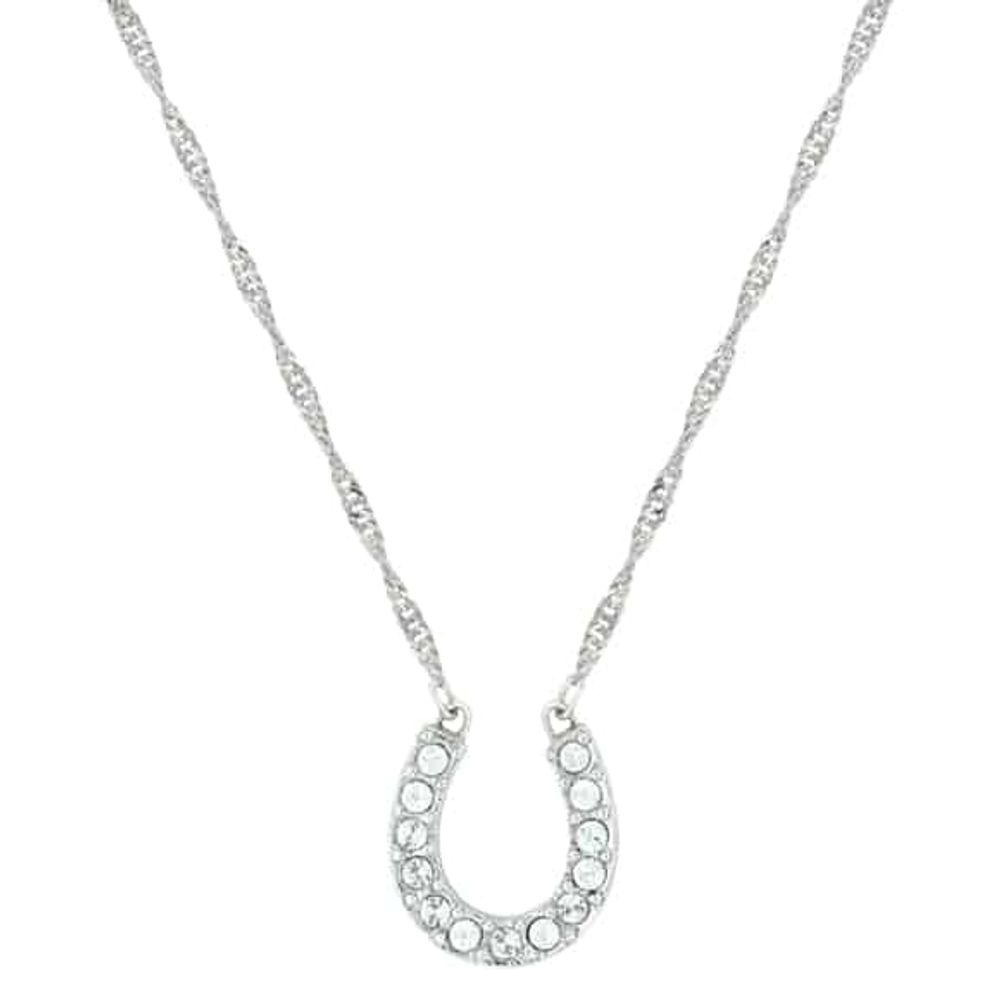 Montana Silversmiths Crystal Clear Lucky Horseshoe Necklace, NC62