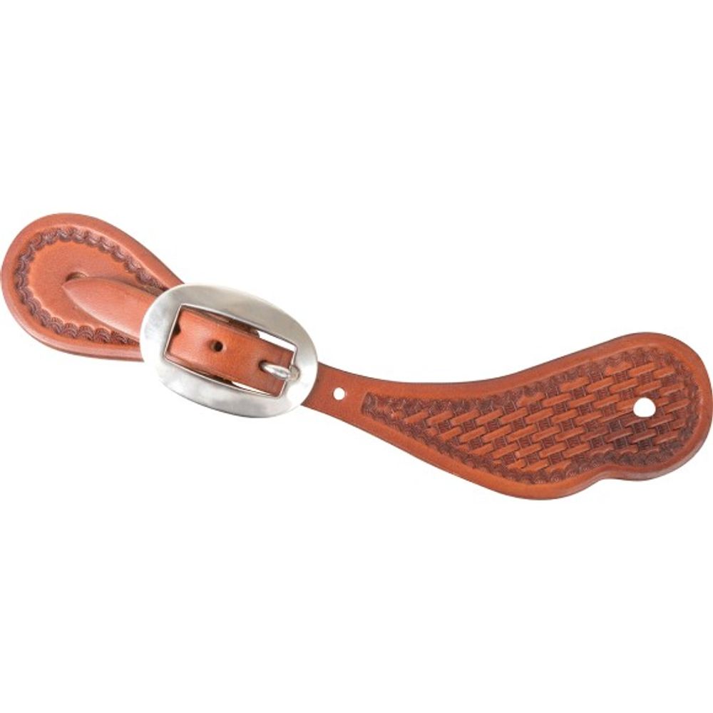 Martin Saddlery, Cowboy Spur Straps with Mini Basket Tooling, Medium
