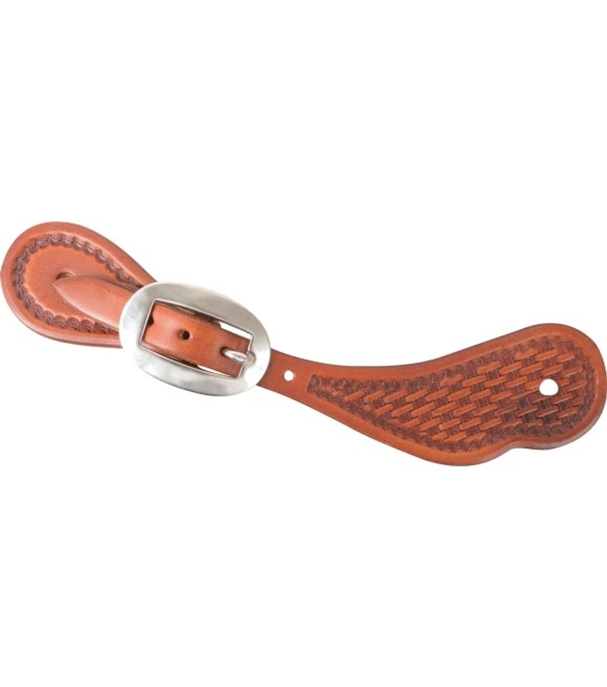 Martin Saddlery, Cowboy Spur Straps with Mini Basket Tooling, Medium