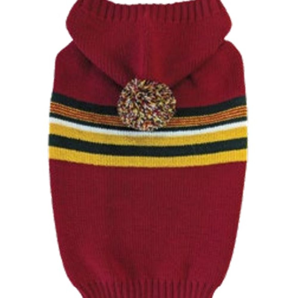 Fashion Pet, Wine Hooded Pom Pom Sweater