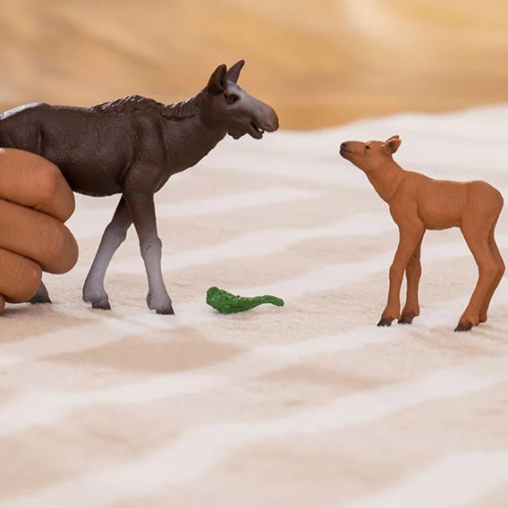 Schleich, Moose Family Toy Figure Set, 3 pc