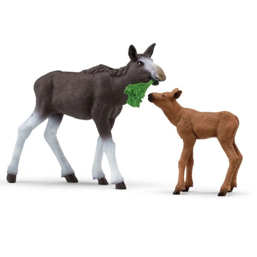 Schleich, Moose Family Toy Figure Set, 3 pc