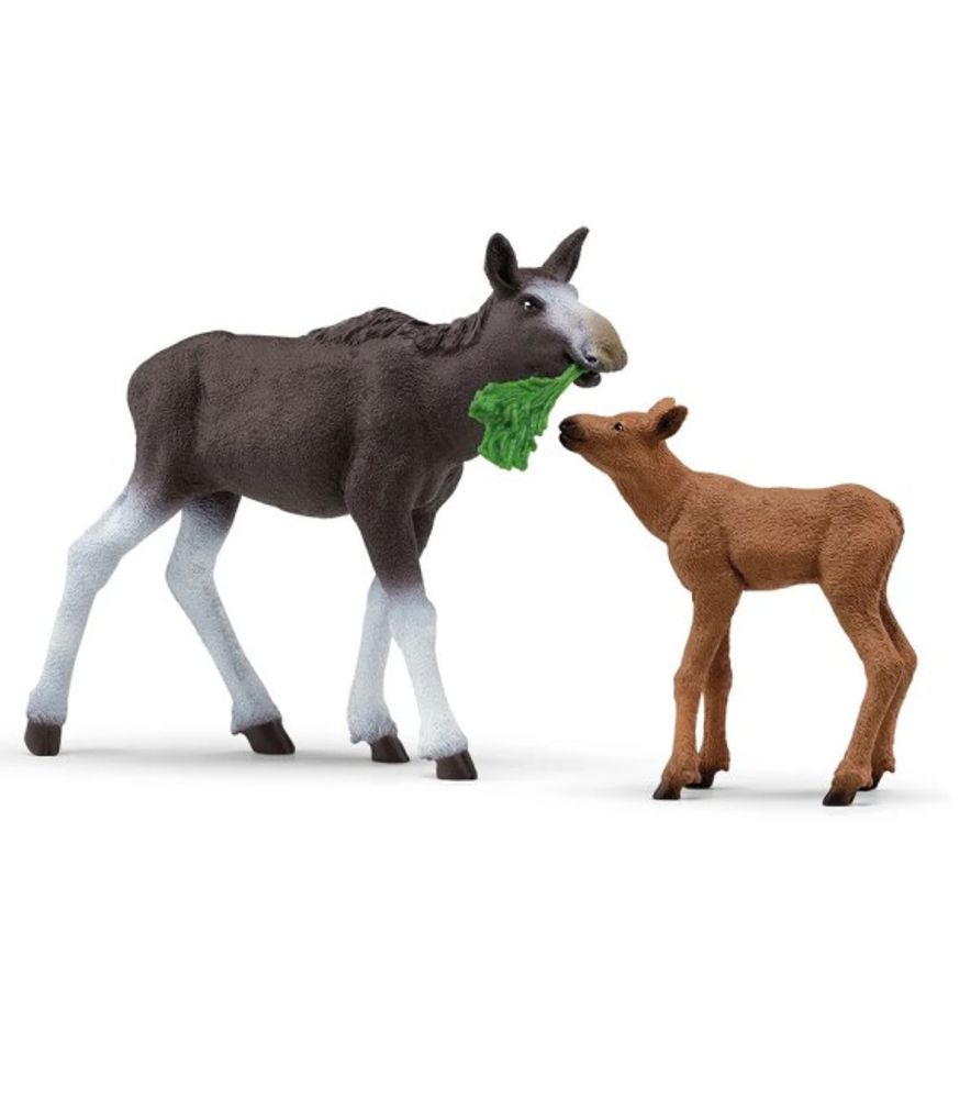 Schleich, Moose Family Toy Figure Set, 3 pc