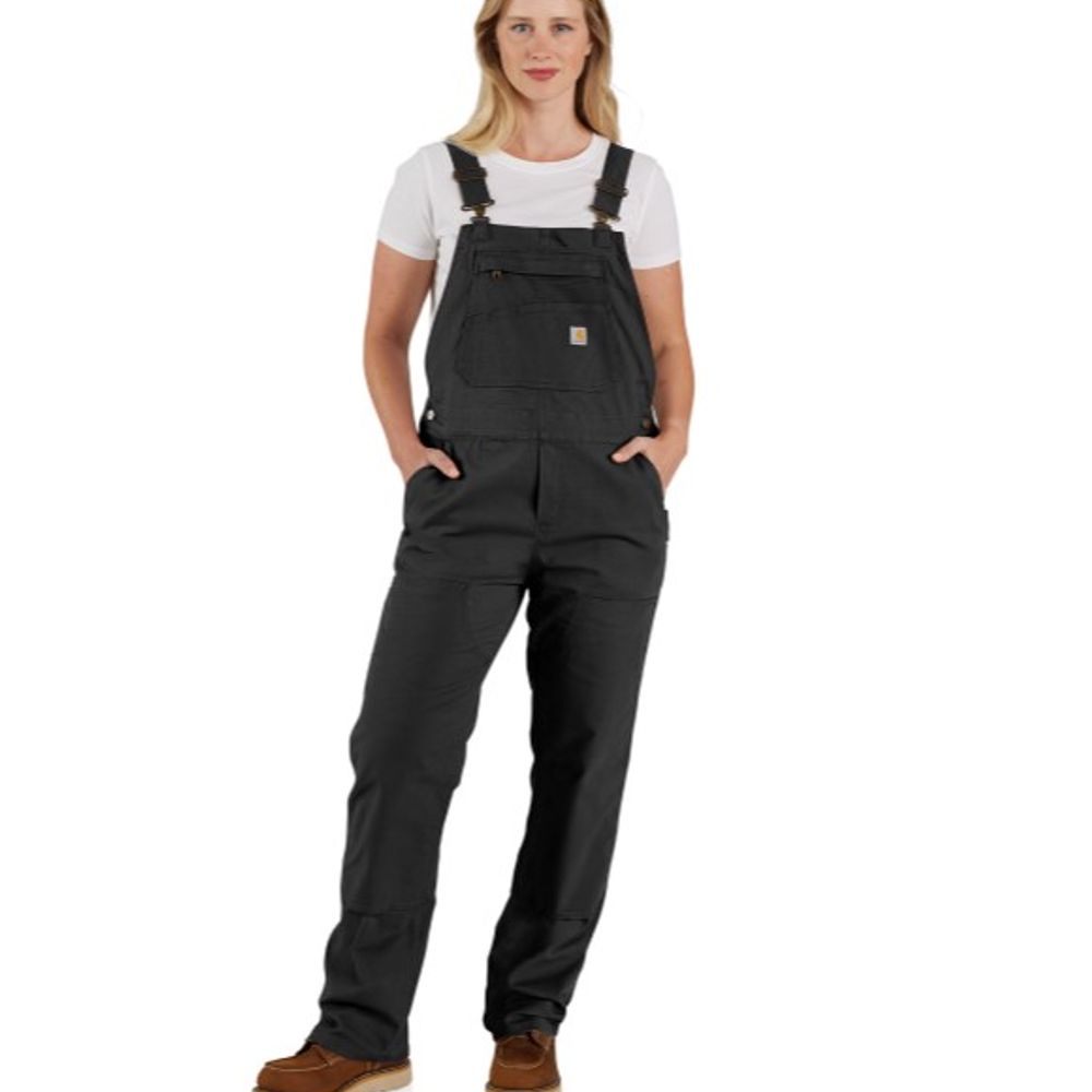 Carhartt, Ladies' Black Rugged Flex Loose Fit Canvas Bib Overalls
