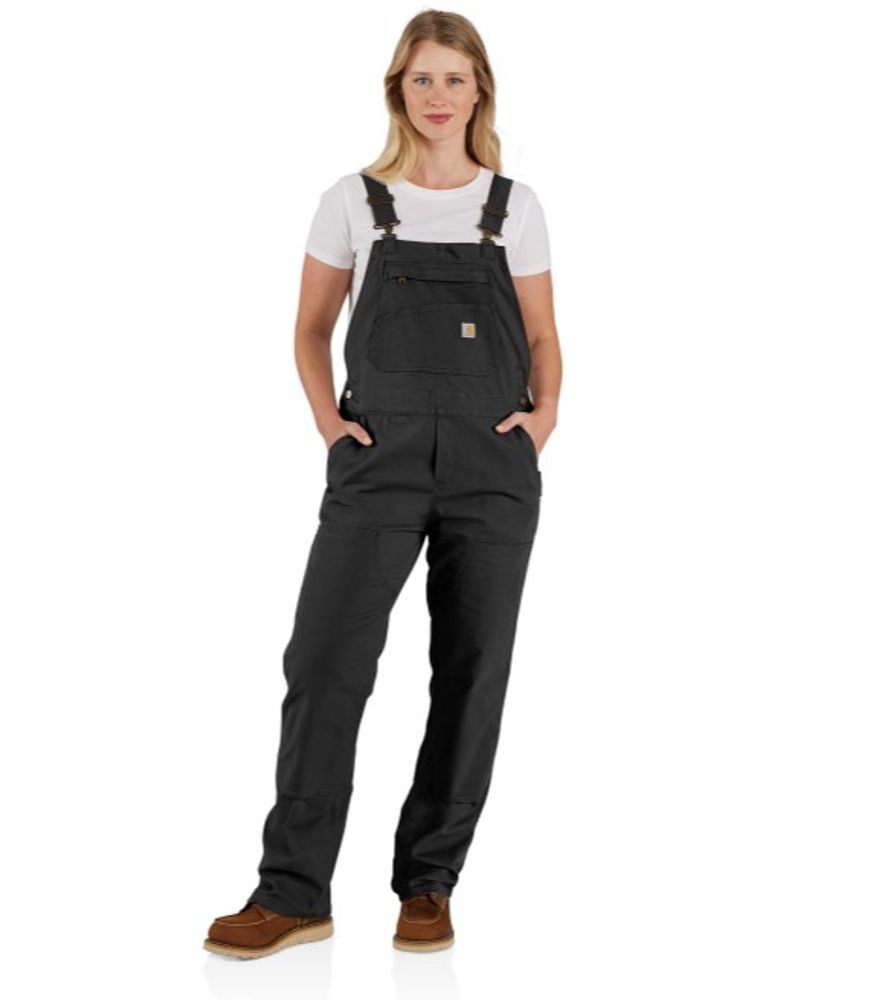 Carhartt, Ladies' Black Rugged Flex Loose Fit Canvas Bib Overalls