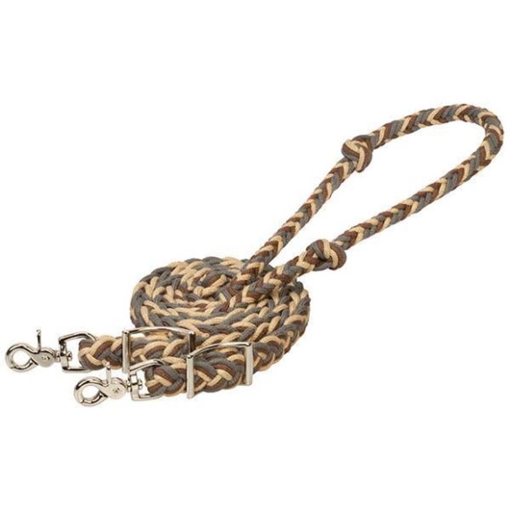 Weaver, Charcoal/Tan/Brown ECOLUXE Flat Barrel Reins 