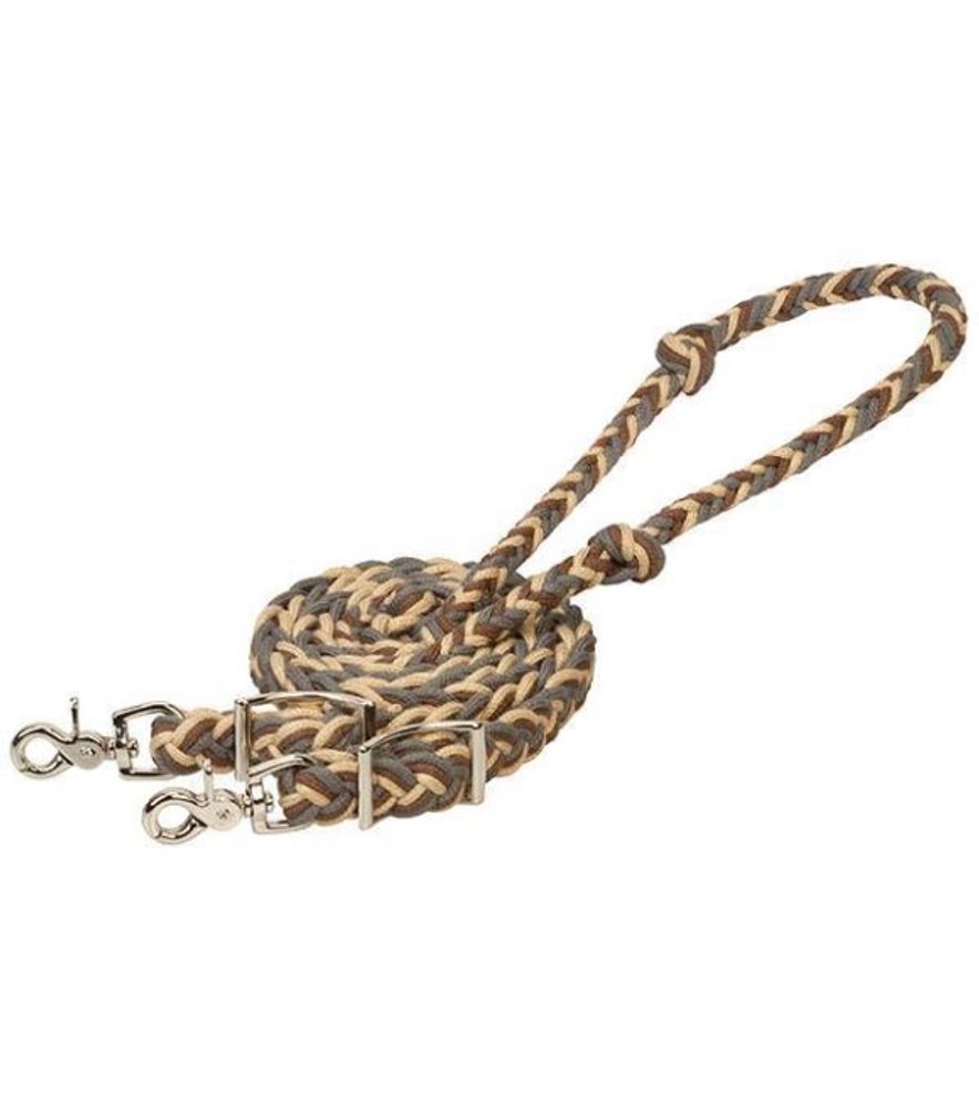 Weaver, Charcoal/Tan/Brown ECOLUXE Flat Barrel Reins