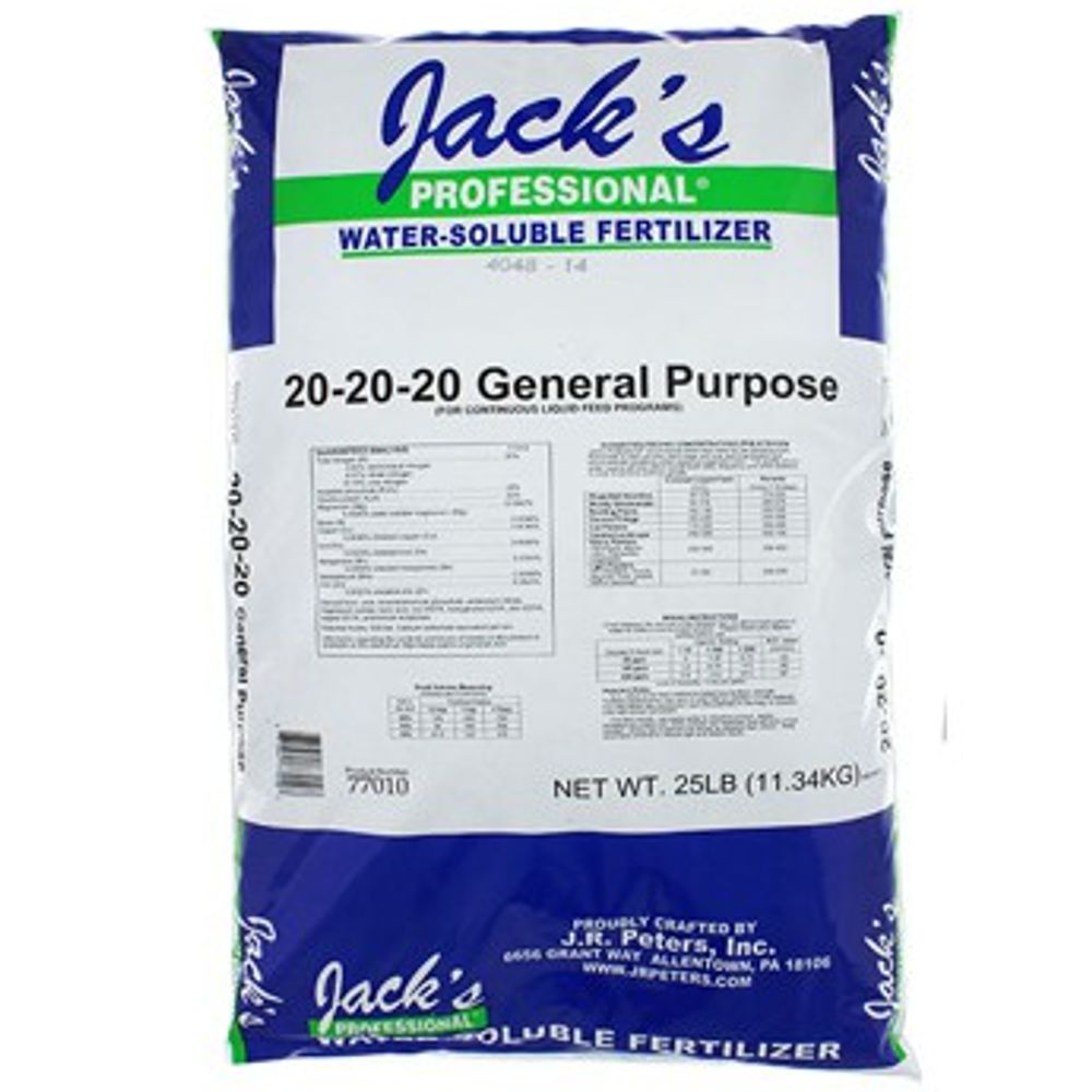Jack's Professional, 20-20-20 Water Soluble Fertilizer, 25 lb