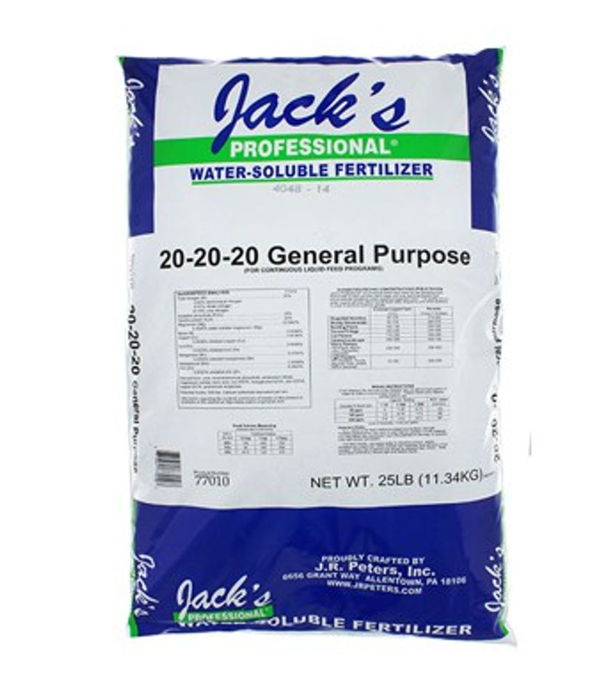Jack's Professional, 20-20-20 Water Soluble Fertilizer, 25 lb