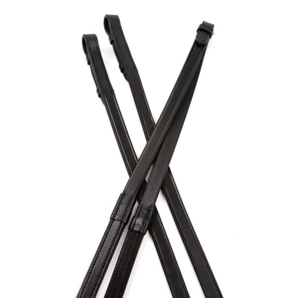 Weatherbeeta, Collegiate Black One Sided Rubber Reins IV, 5/8" x 54"