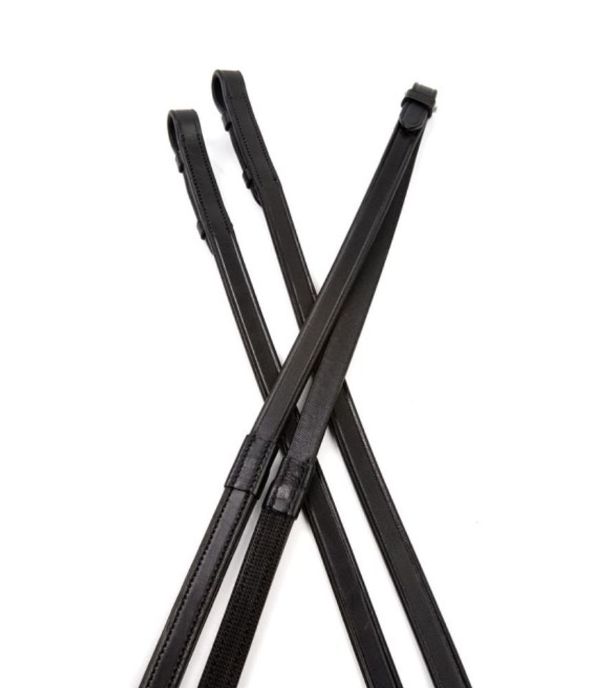 Weatherbeeta, Collegiate Black One Sided Rubber Reins IV, 5/8" x 54"