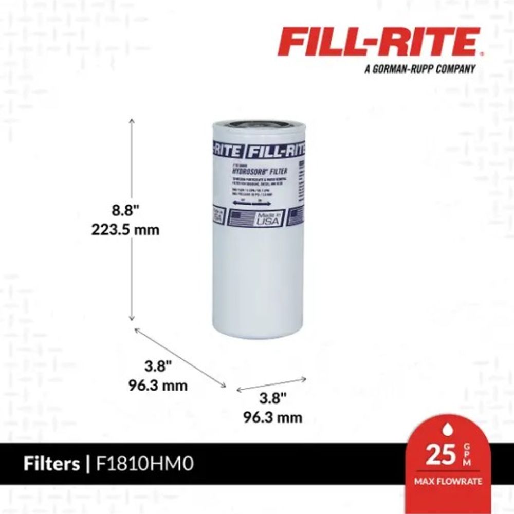 FILL-RITE, 10 Micron Hydrosorb Filter, 1" - 12 UNF