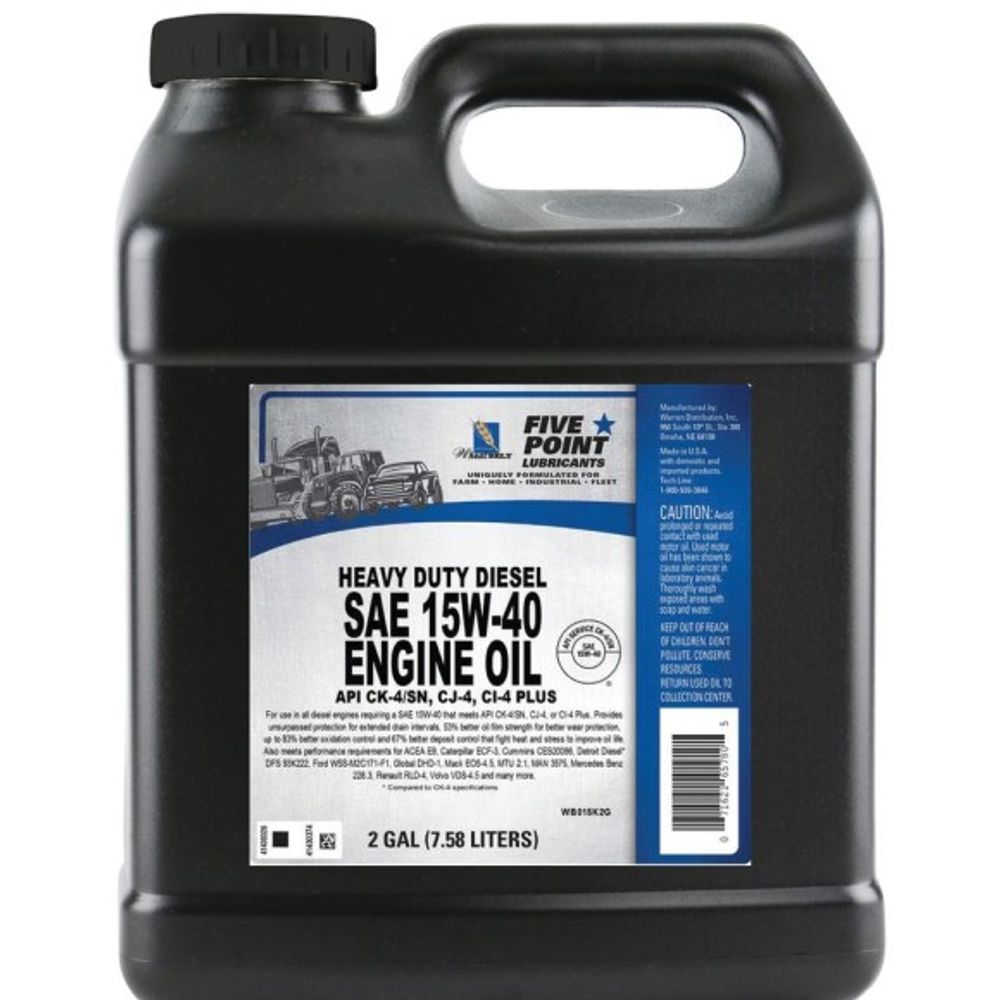 Five Point, Heavy Duty SAE 15W-40 Engine Oil, 2 gal