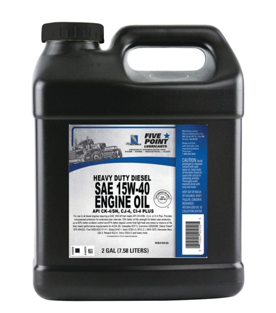 Five Point, Heavy Duty SAE 15W-40 Engine Oil, 2 gal