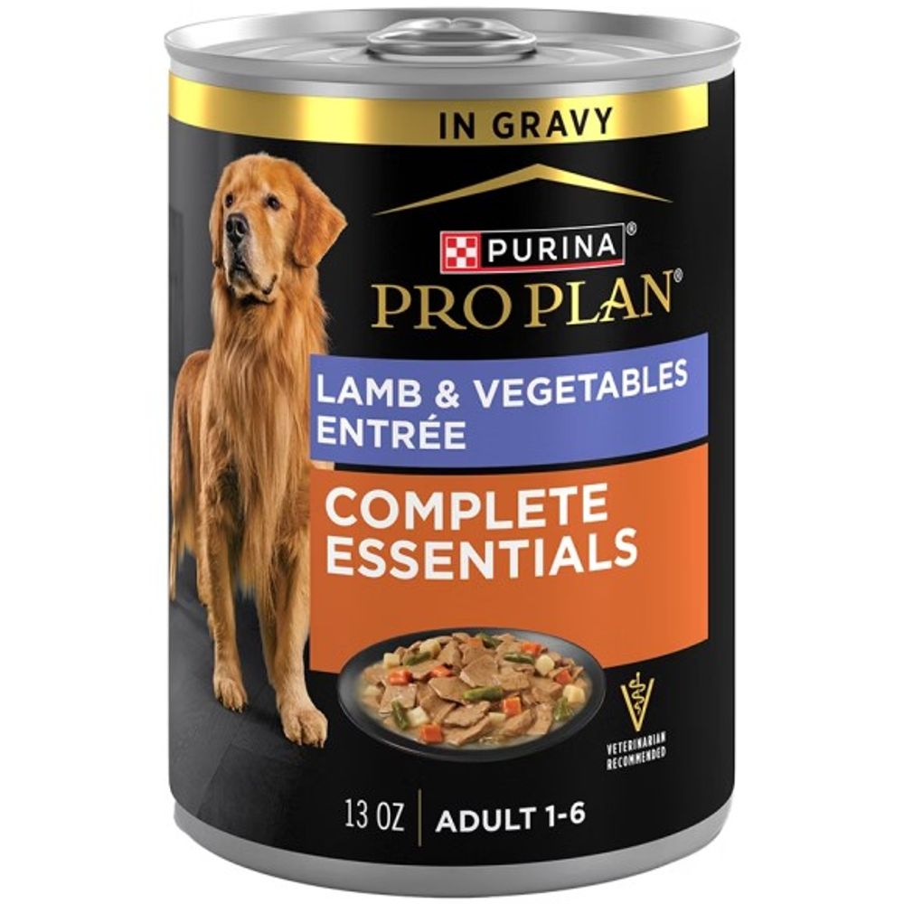 Purina Pro Plan, Complete Essentials Adult Lamb & Vegetables Entree Slices in Gravy Wet Dog Food, 13 oz
