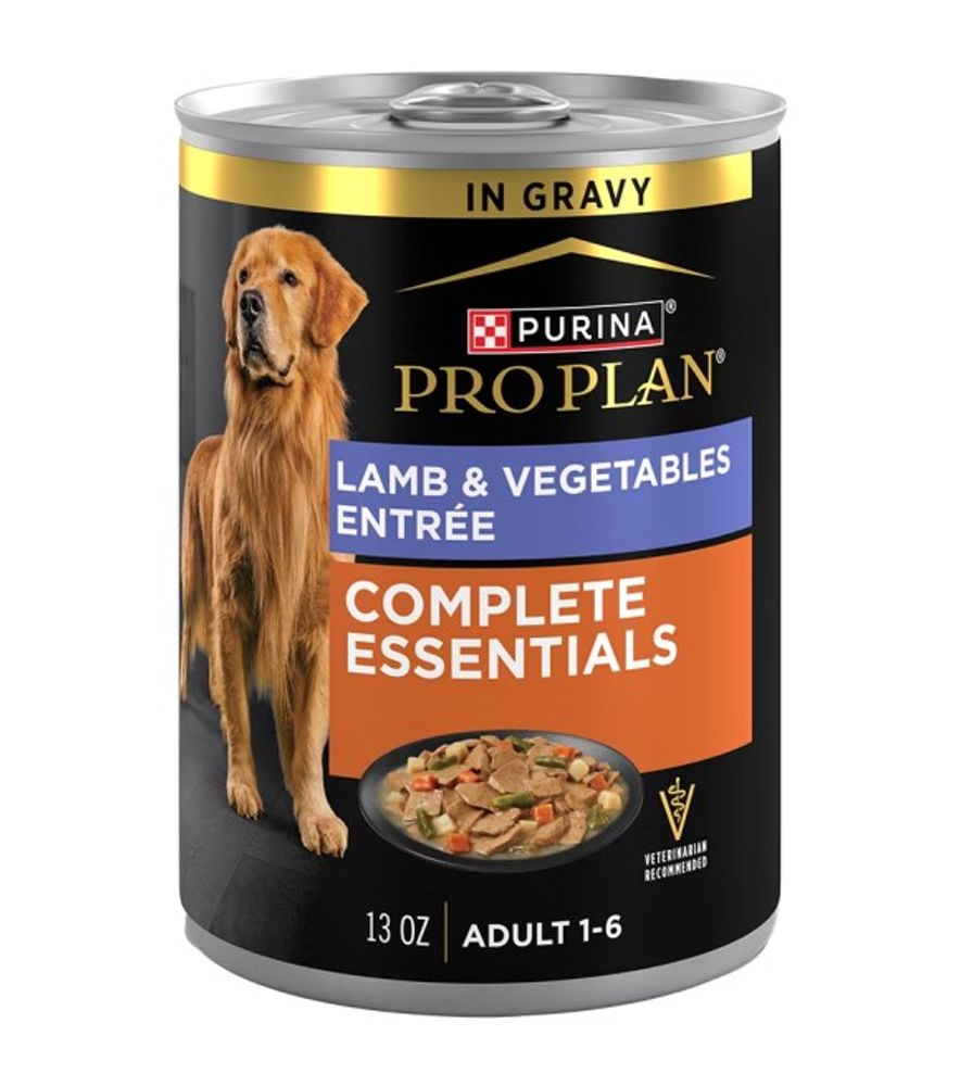 Purina Pro Plan, Complete Essentials Adult Lamb & Vegetables Entree Slices in Gravy Wet Dog Food, 13 oz