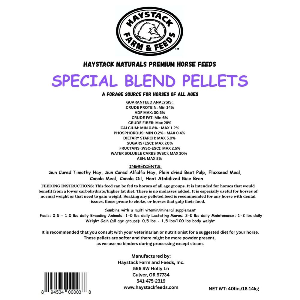 Haystack Farm & Feeds, Haystack Naturals Special Blend Pellets, 40 lb