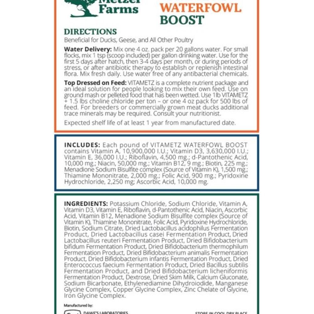 Metzer Farms, VitaMetz Waterfowl Boost, 4 oz