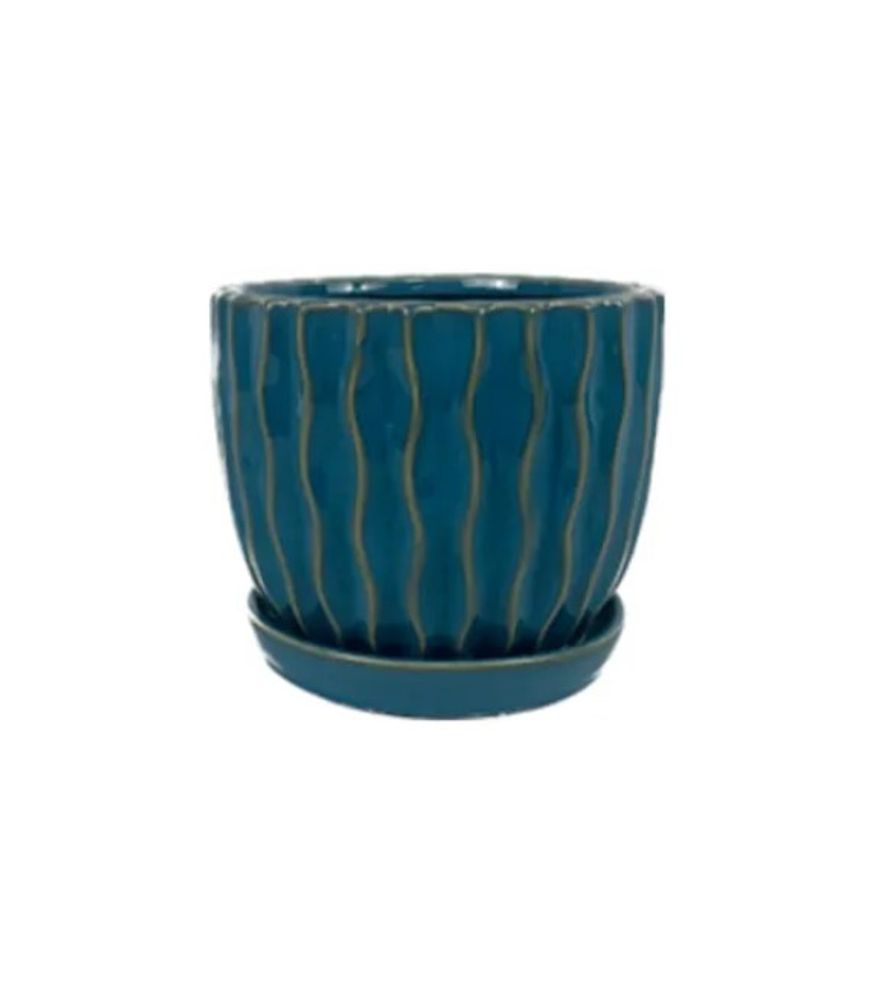 Border Concepts, Turquoise Groovy Pot Planter