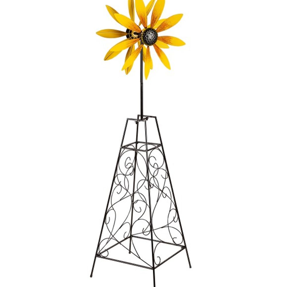Evergreen, Yellow Flower Wind Spinner Trellis