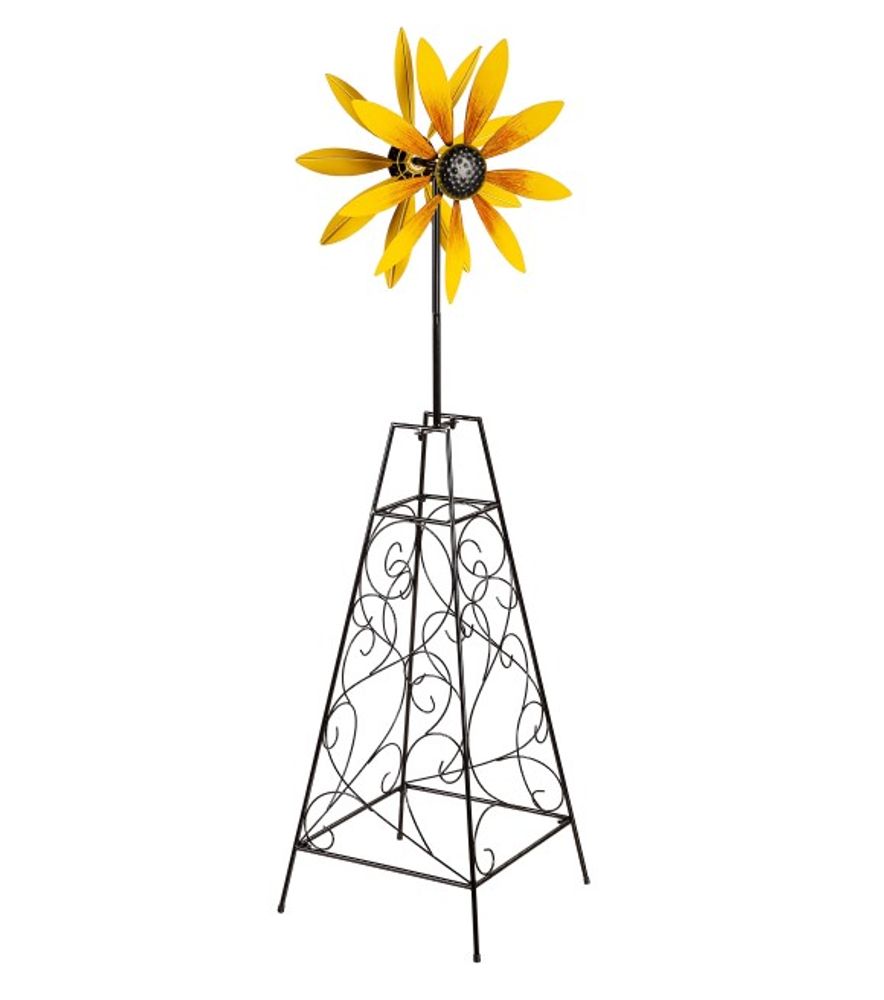 Evergreen, Yellow Flower Wind Spinner Trellis