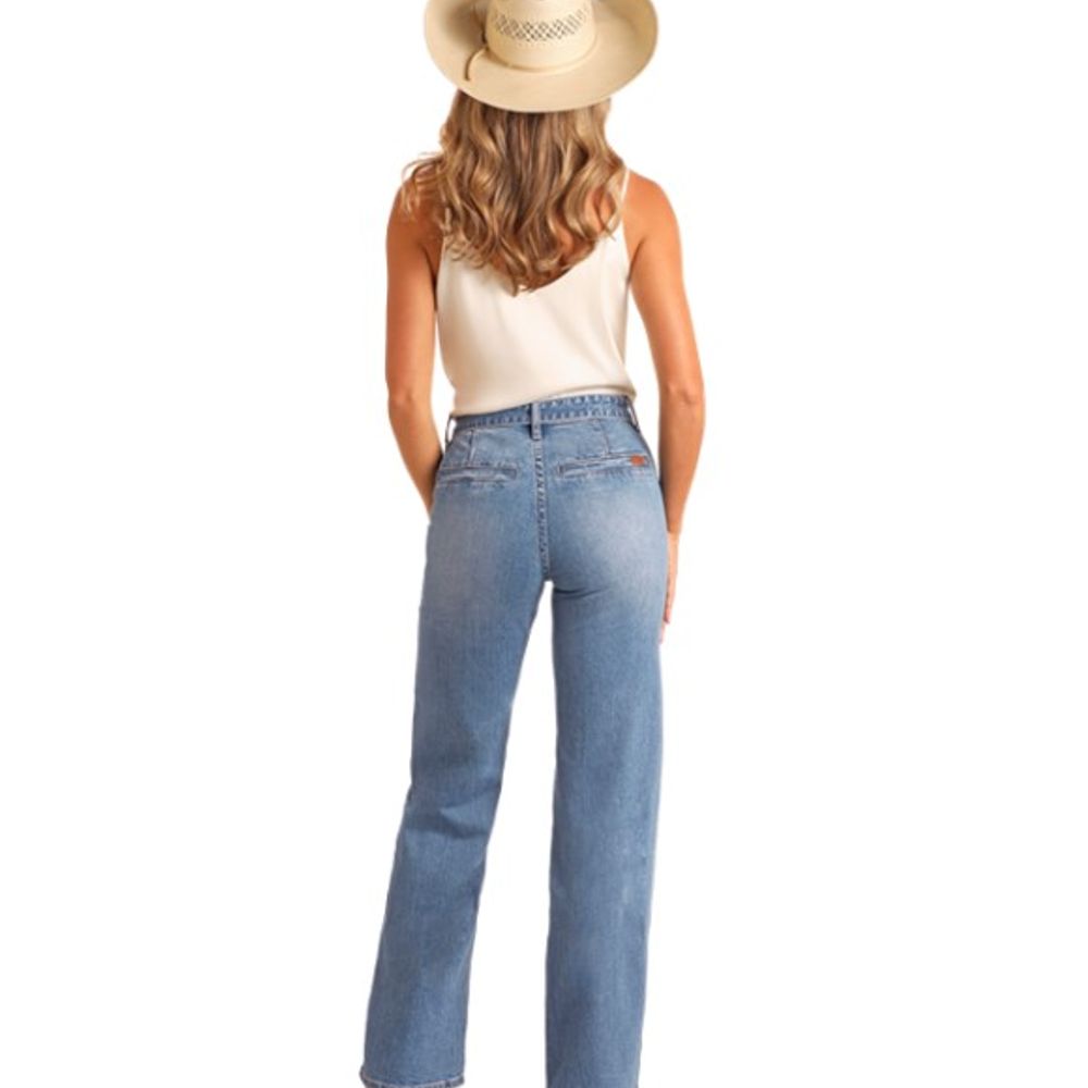 Rock & Roll, Ladies High Rise Belted Relaxed Flare Jean