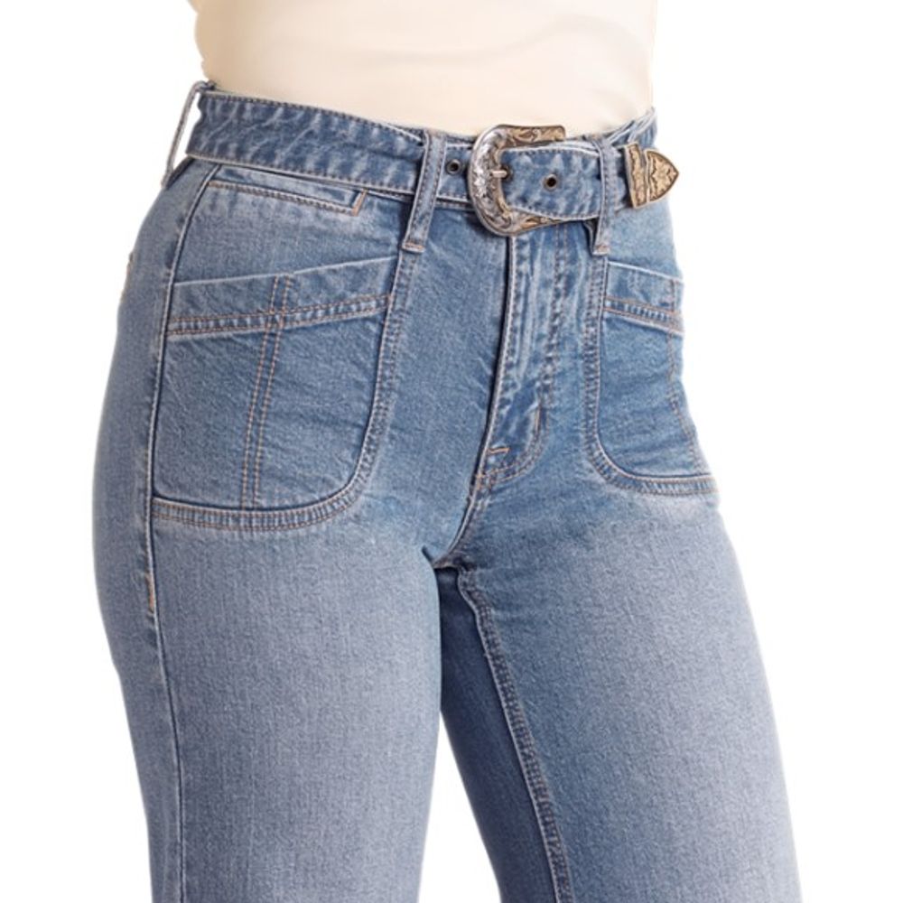 Rock & Roll, Ladies High Rise Belted Relaxed Flare Jean