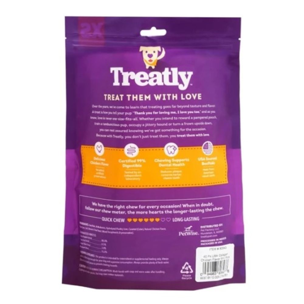 Treatly, Beefhide Chicken Flavored Mini Rolls, 40 pk
