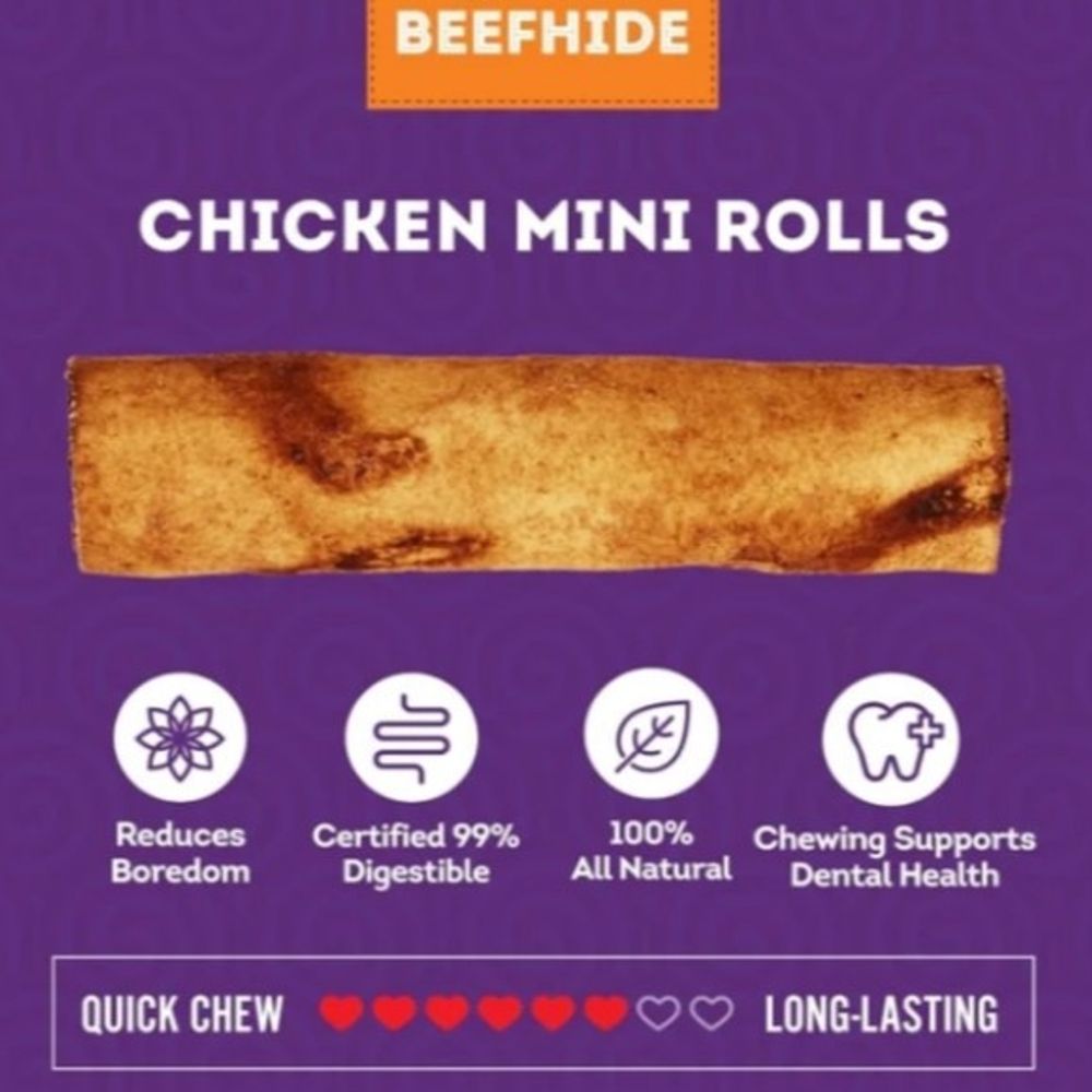 Treatly, Beefhide Chicken Flavored Mini Rolls, 40 pk