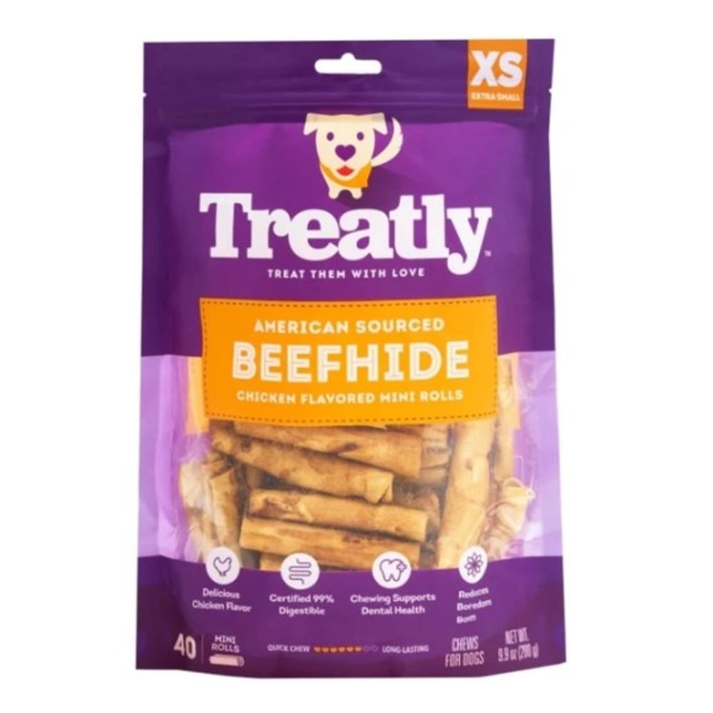 Treatly, Beefhide Chicken Flavored Mini Rolls, 40 pk