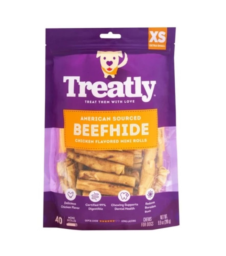 Treatly, Beefhide Chicken Flavored Mini Rolls, 40 pk