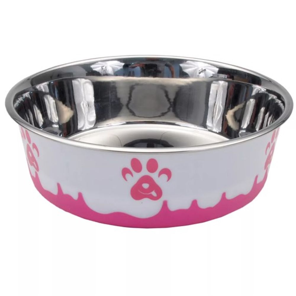 Coastal Pet Products, Pink Non-Skid Paw Design Dog Bowl, 28 oz