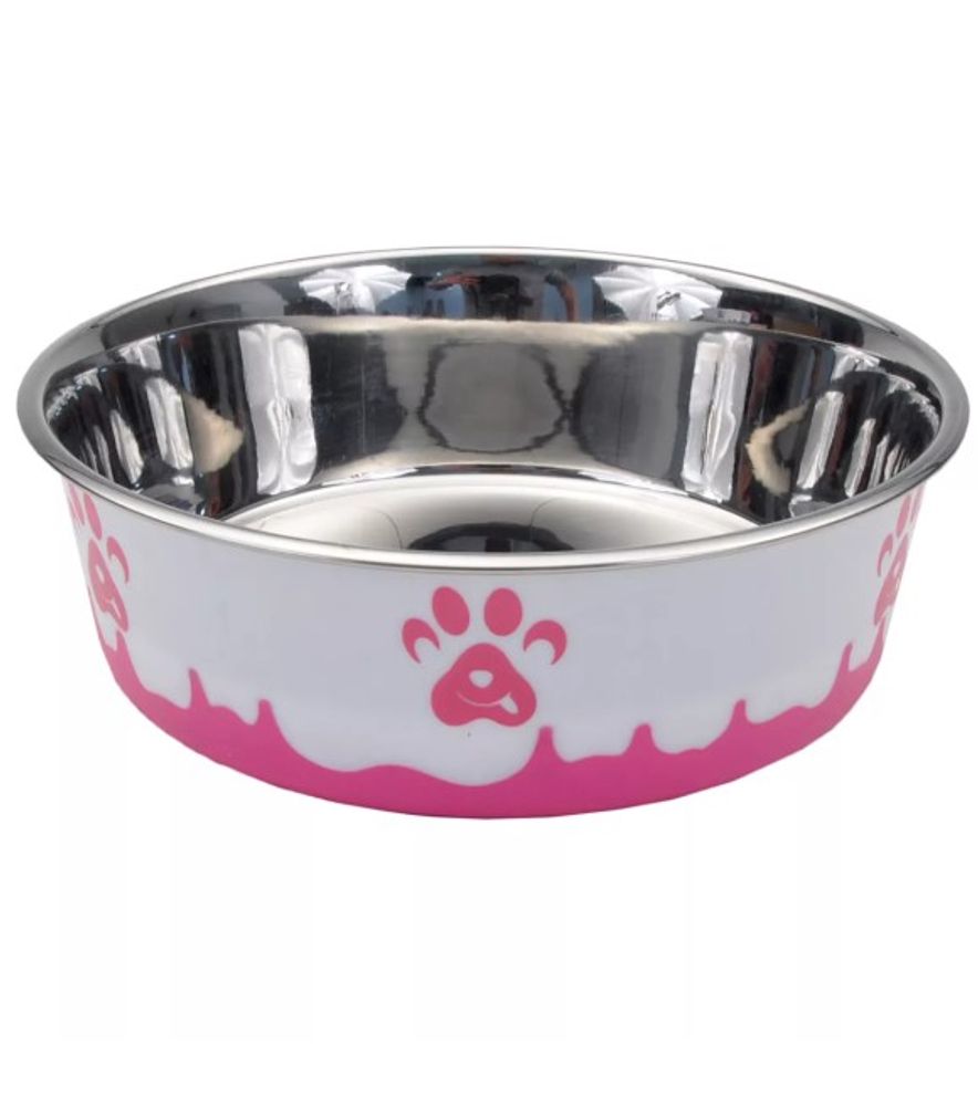 Coastal Pet Products, Pink Non-Skid Paw Design Dog Bowl, 28 oz