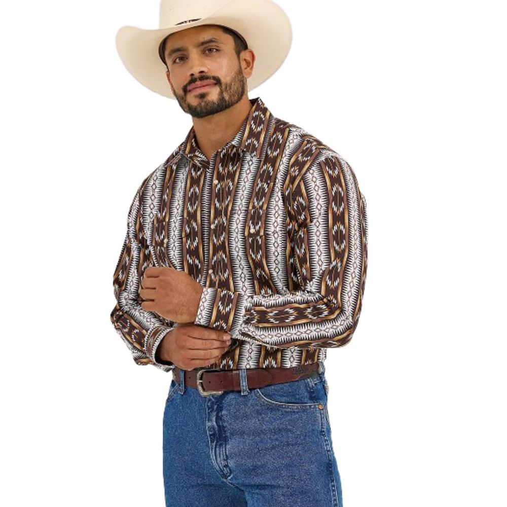 Wrangler, Men's Checotah Long Sleeve Western Snap Printed Shirt