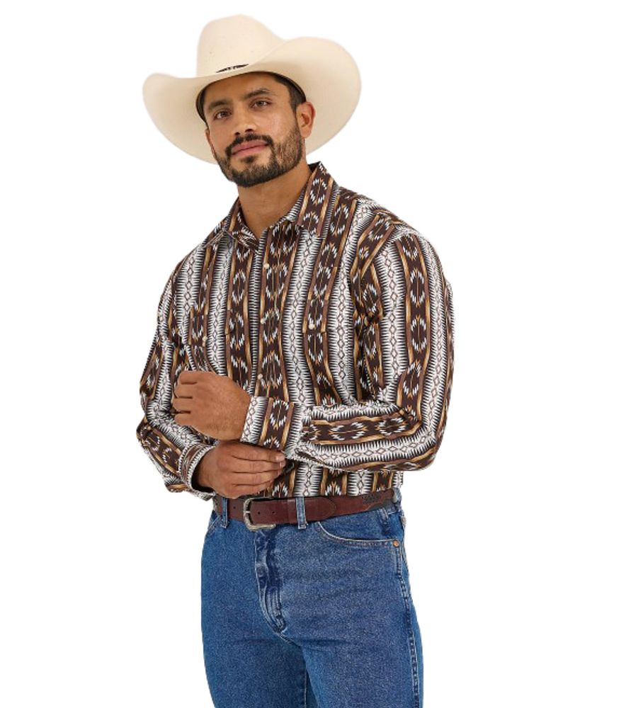 Wrangler, Men's Checotah Long Sleeve Western Snap Printed Shirt