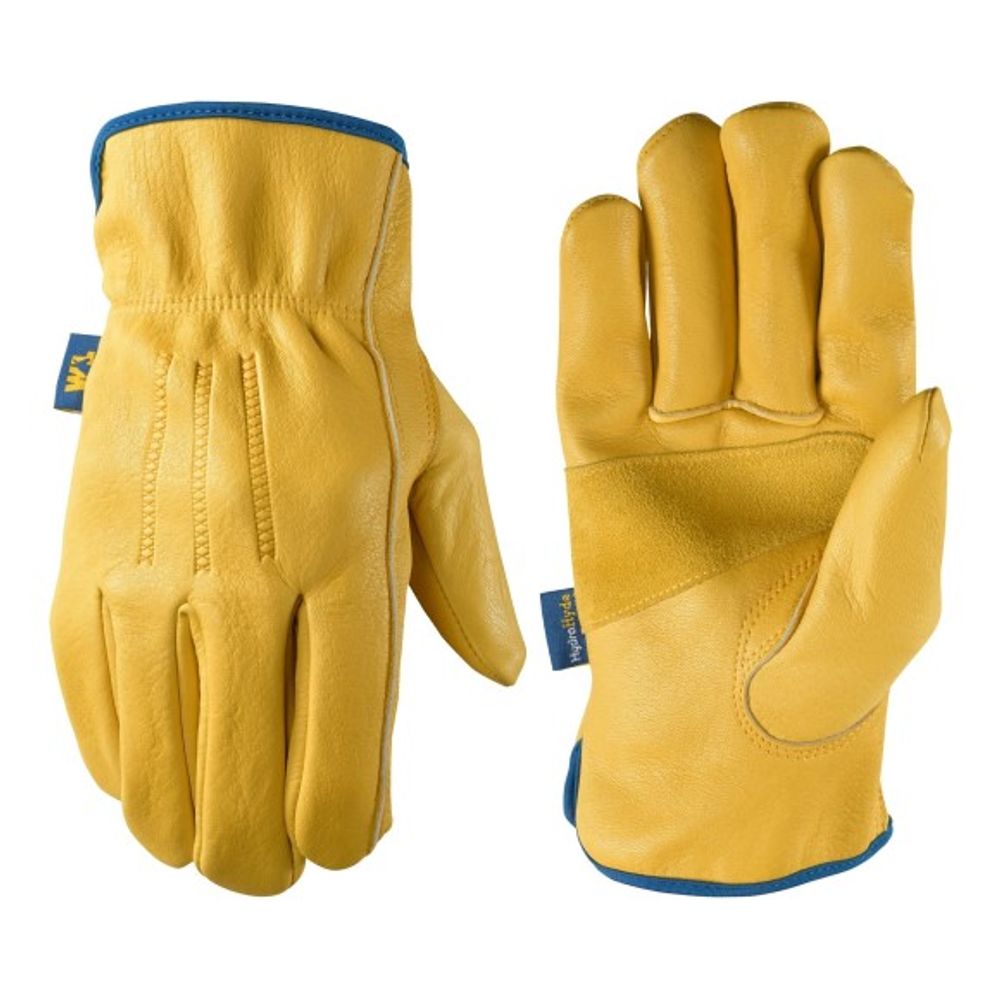 Wells Lamont, Men's HydraHyde Leather Shirred Wrist Gloves