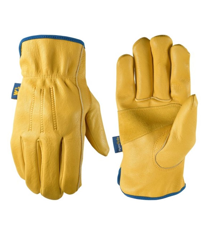 Wells Lamont, Men's HydraHyde Leather Shirred Wrist Gloves