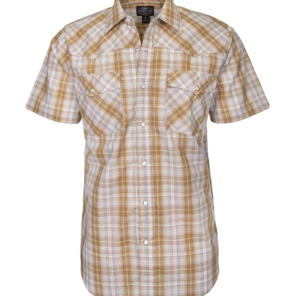 Canyon Guide Outfitters, Men's Wheat Denver Short Sleeve Plaid Button Down