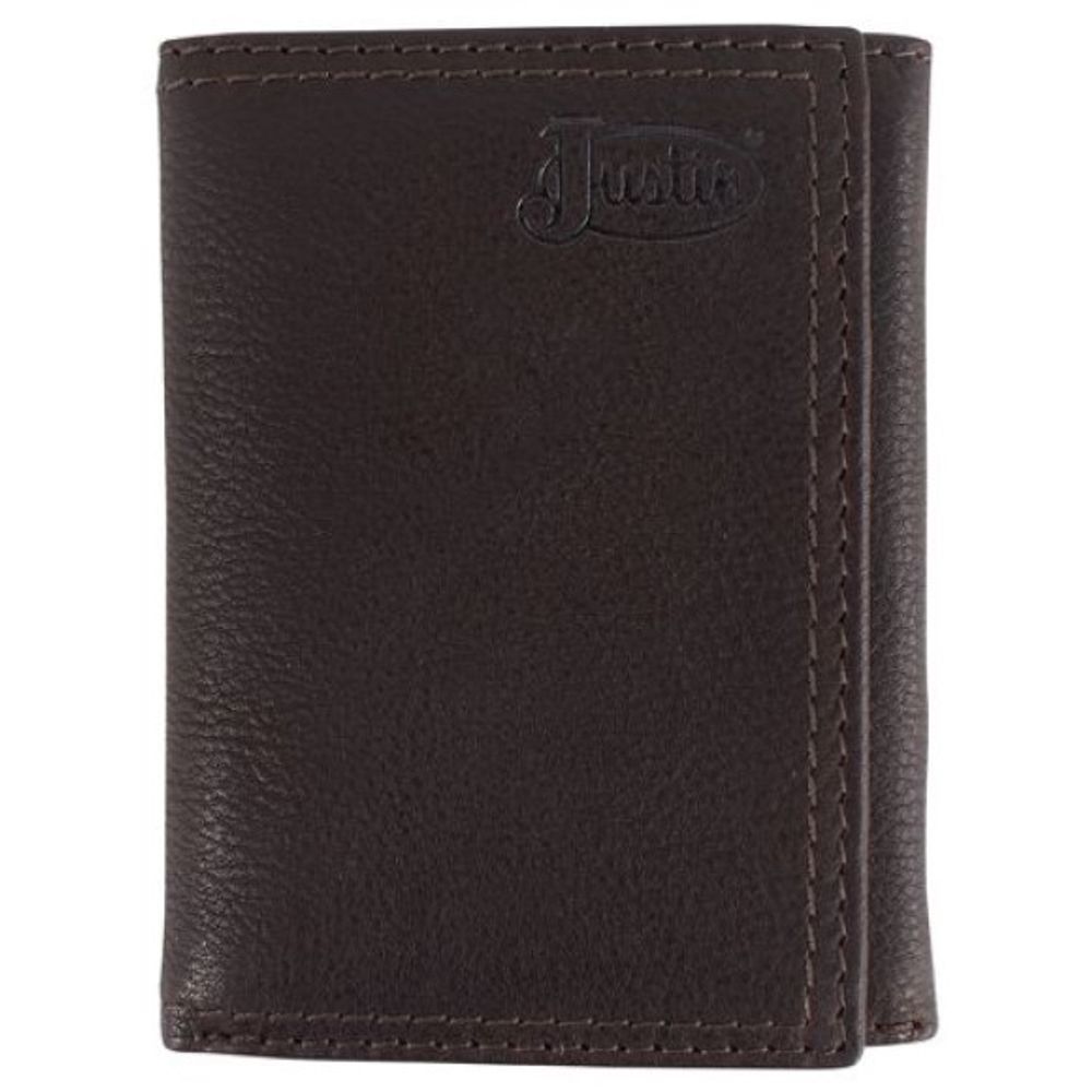 Justin, Dark Brown Rugger Trifold Rugger Wallet 