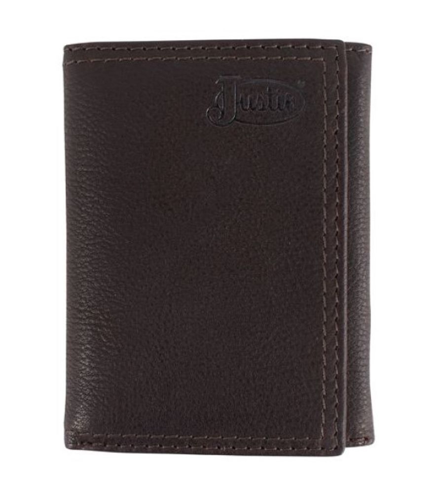 Justin, Dark Brown Rugger Trifold Rugger Wallet