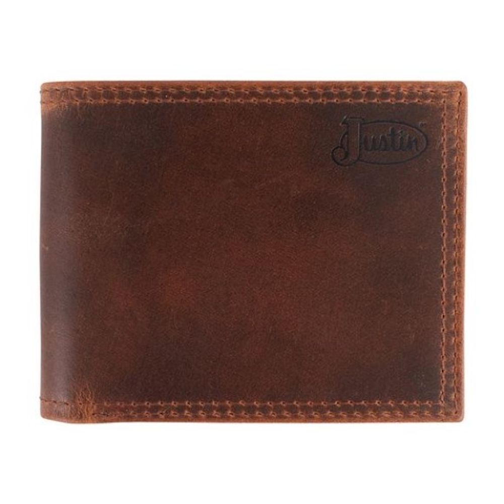 Justin, Brown Bifold Oiled Leather Wallet  