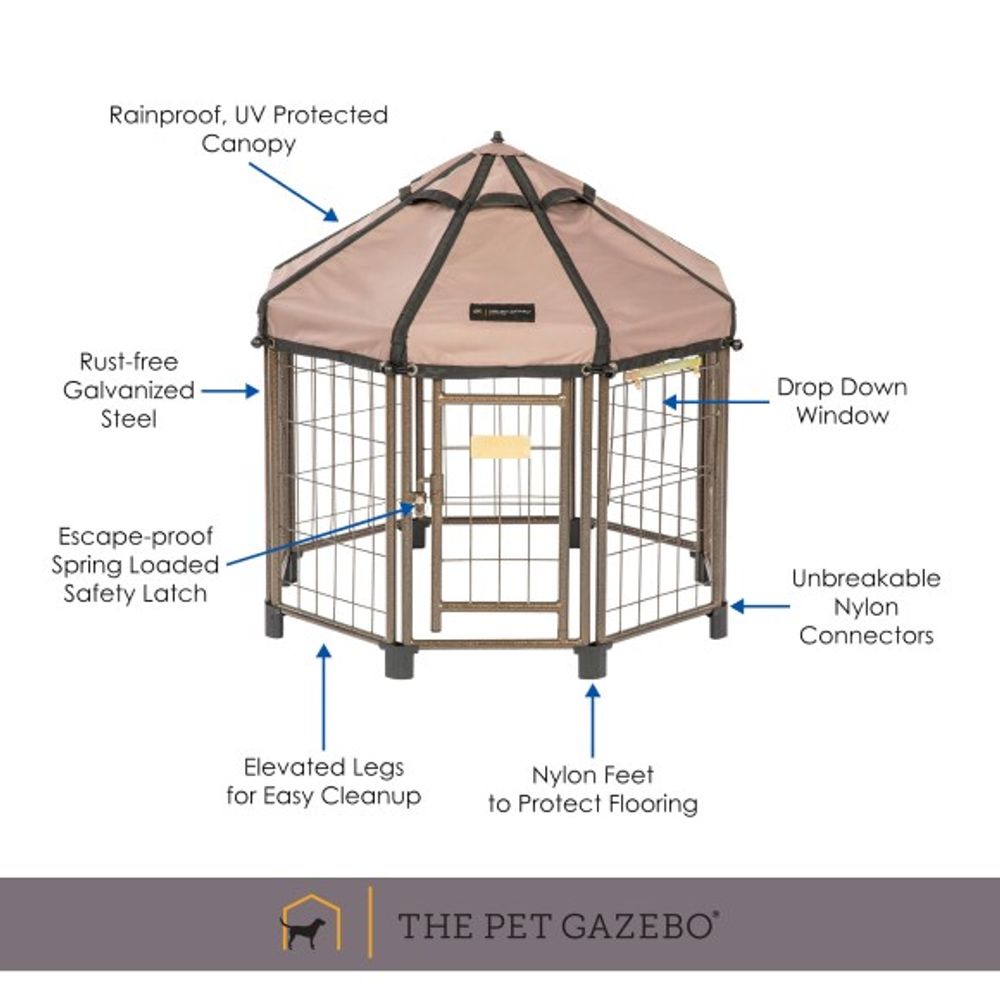 Win World, Pet Gazebo Octagonal Dog Kennel w/ Vented Canopy, 3 ft  