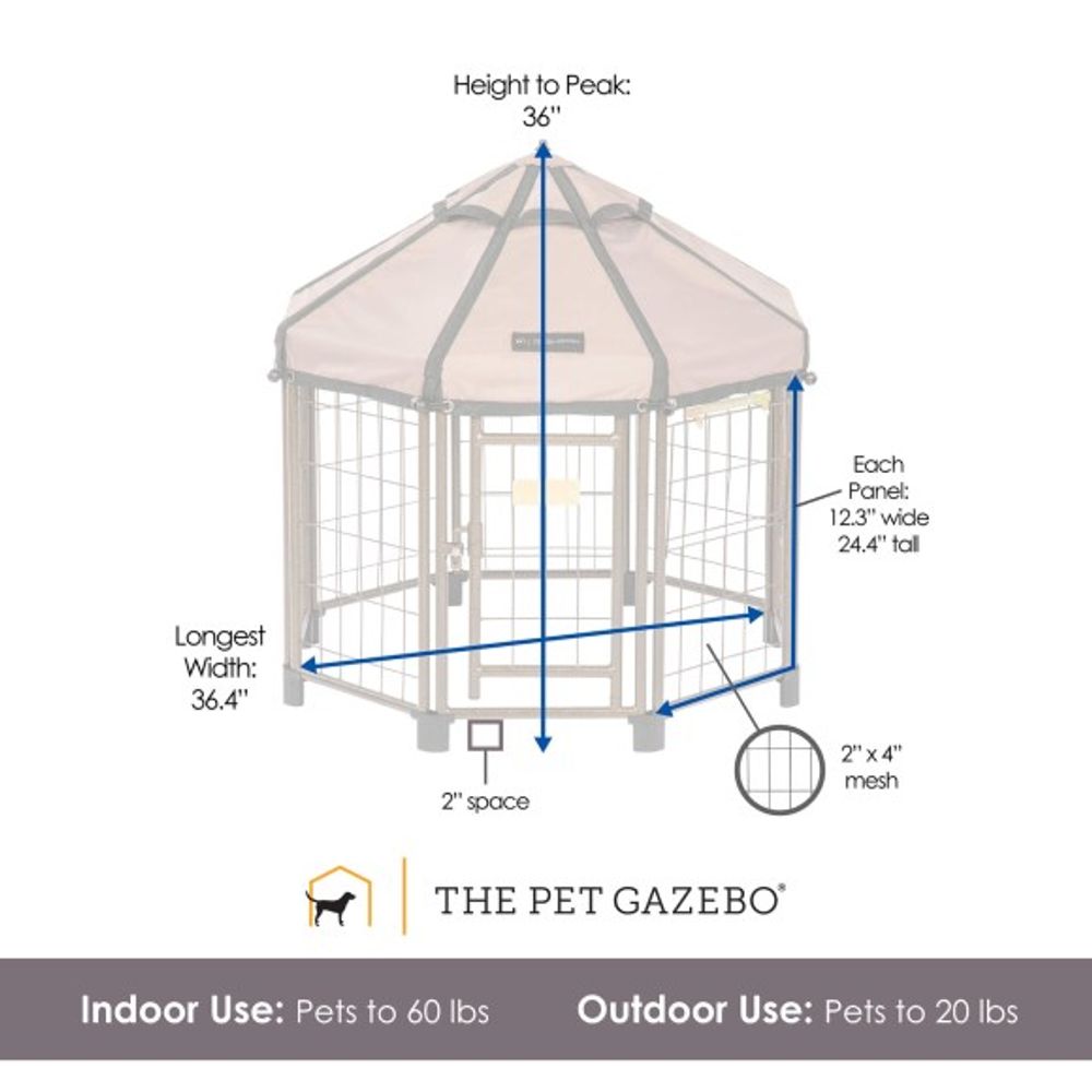 Win World, Pet Gazebo Octagonal Dog Kennel w/ Vented Canopy, 3 ft  