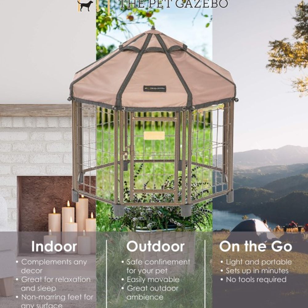 Win World, Pet Gazebo Octagonal Dog Kennel w/ Vented Canopy, 3 ft  