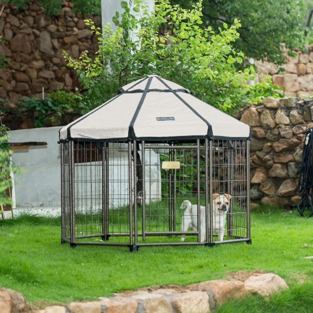 Win World, Pet Gazebo Octagonal Dog Kennel w/ Vented Canopy, 3 ft  