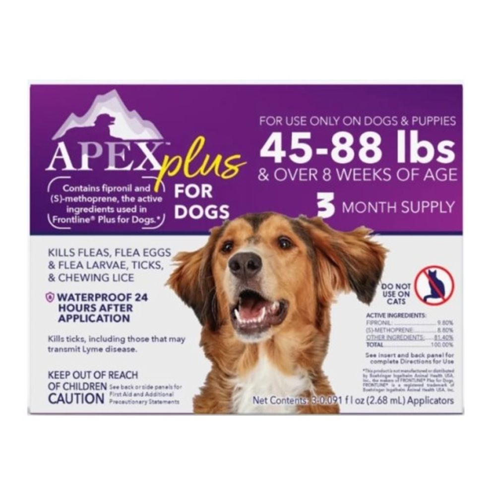 APEX, Plus Flea Treatment for Dog & Puppies 45-88 lb, 3 pk