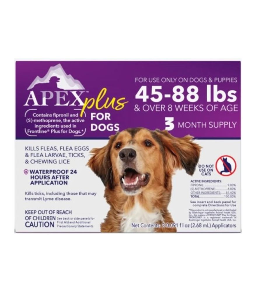 APEX, Plus Flea Treatment for Dog & Puppies 45-88 lb, 3 pk